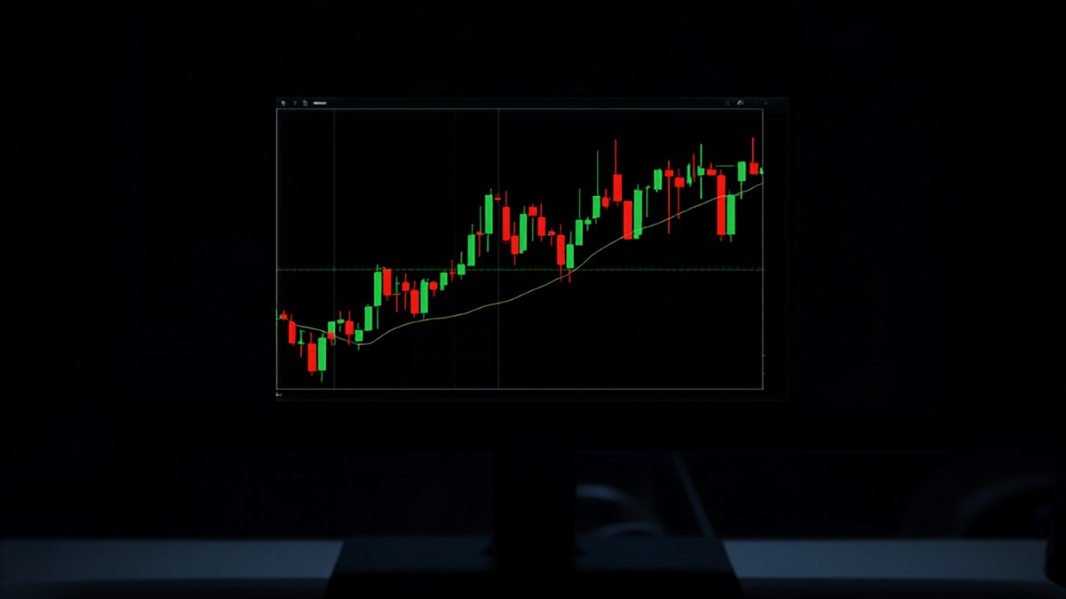 Monitor exibindo gráfico de candles do dólar futuro representando o método Candle 6P