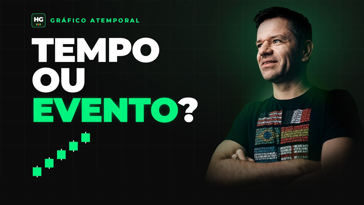 Hermann Greb ao lado do texto tempo ou evento?, capa do artigo Gráfico Atemporal ou de 5 Minutos? O Que Realmente Funciona no Dólar Futuro