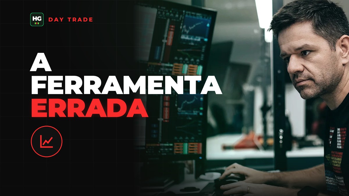 Hermann Greb ao lado do texto a ferramenta errada, capa do artigo Por Que Você Não Evolui no Day Trade: o Problema Pode Ser a Ferramenta Errada